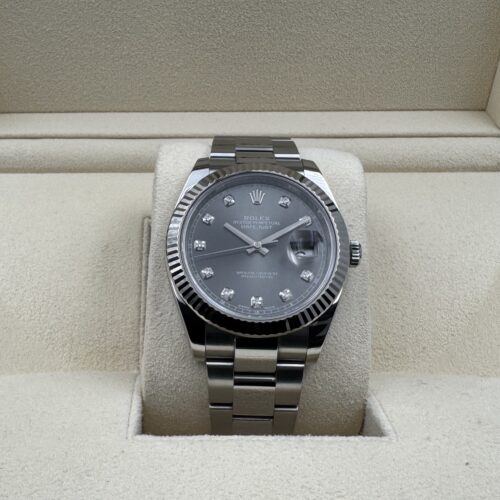 Rolex Datejust 41 126334 Rhodium Diamond Dial 2018 Like New Full Set