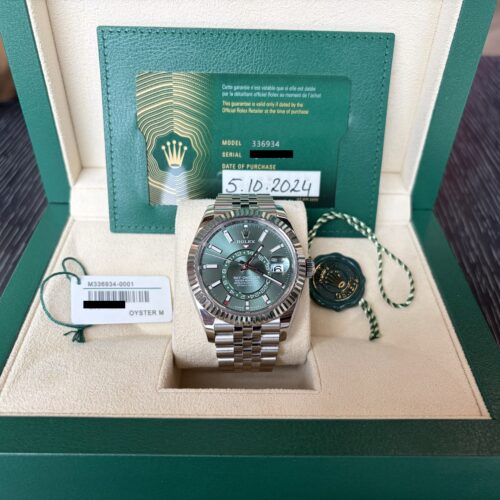 Rolex Sky-Dweller 336934 2024 Mint Green Dial Jubilee Like New Full Set